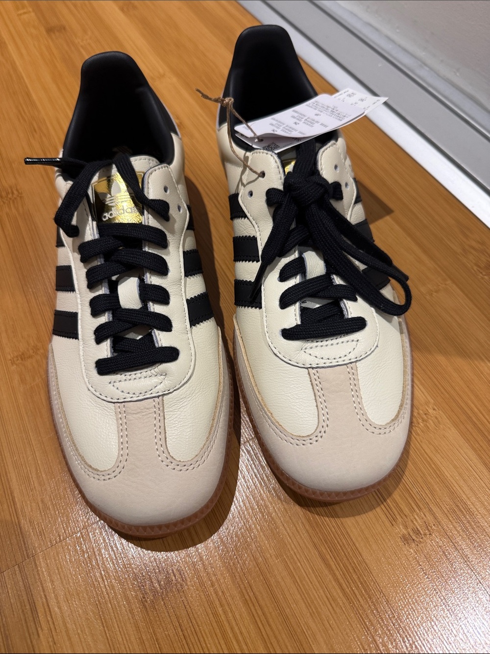 Adidas samba  Cream & Black Samba-Inspired Leather Sneakers